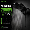 Chuveiro Elétrico Eletrônico 220V 7500w Black Redondo Moment Zagonel