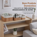 Cestos de Bambu Retangular Organizadores Multiuso com Forro Banheiro Lavanderia Decoração Cosmeticos Pequeno Grande