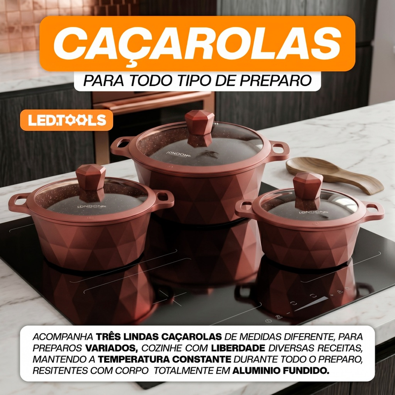 Jogo Panelas Completo 18 Peças Antiaderente Cerâmica com Acessórios Silicone