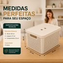 Caixa Organizadora Grande Tampa Invisível 17 Litros Empilhável Plástico Multiuso Armário Closet