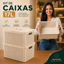 Caixa Organizadora Grande Tampa Invisível 17 Litros Empilhável Plástico Multiuso Armário Closet