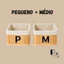 Cestos de Bambu Retangular Organizadores Multiuso com Forro Banheiro Lavanderia Decoração Cosméticos Pequeno Grande