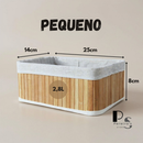 Cestos de Bambu Retangular Organizadores Multiuso com Forro Banheiro Lavanderia Decoração Cosméticos Pequeno Grande