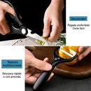 Kit Facas Cozinha 6 Peças Aço Inox Preto Cabo Amadeirado Cutelo Chef Tesoura Descascador Churrasco Gourmet
