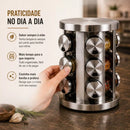Porta Tempero Condimento Inox 12 Potes Suporte Giratório
