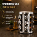 Porta Tempero Condimento Inox 12 Potes Suporte Giratório
