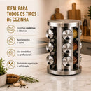 Porta Tempero Condimento Inox 12 Potes Suporte Giratório